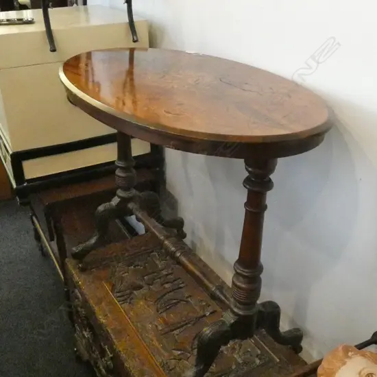 VICTORIAN INLAY OCCASIONAL TABLE ONE LEG AF L. 915MM