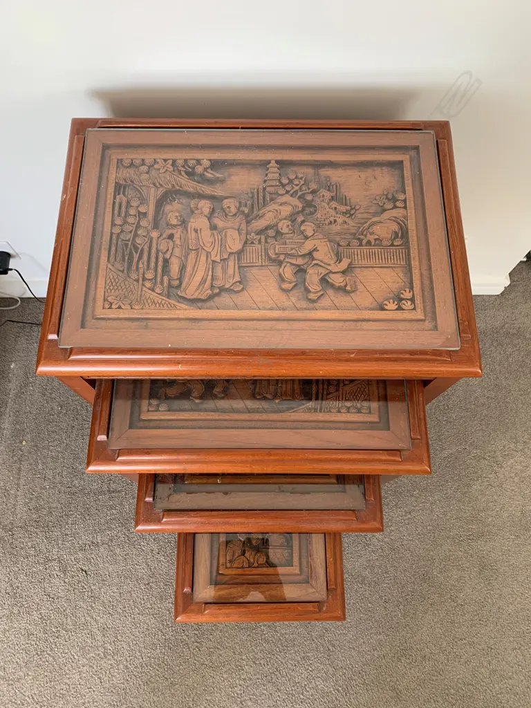 NEST OF  CHINESE CARVED OCCASIONAL TABLES Image 1++