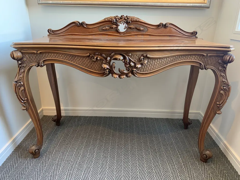 ROCOCO CARVED WALNUT CONSOLE TABLE Image 1++