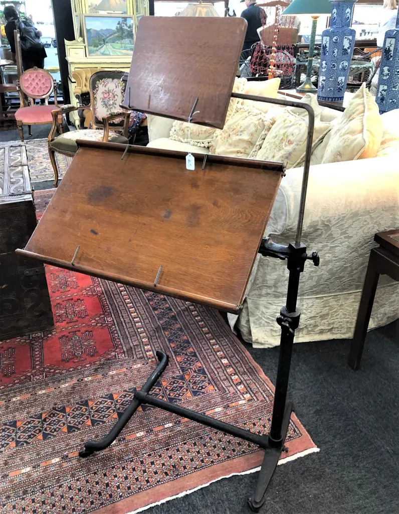 Superb quality Edwardian adjustable reading stand and table c.1905 Image 1++