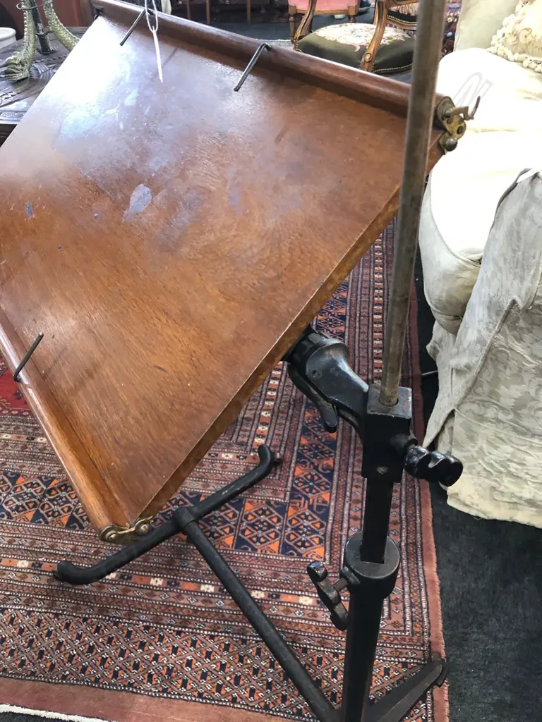 Superb quality Edwardian adjustable reading stand and table c.1905 Image 1++