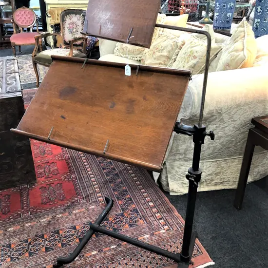 Superb quality Edwardian adjustable reading stand and table c.1905