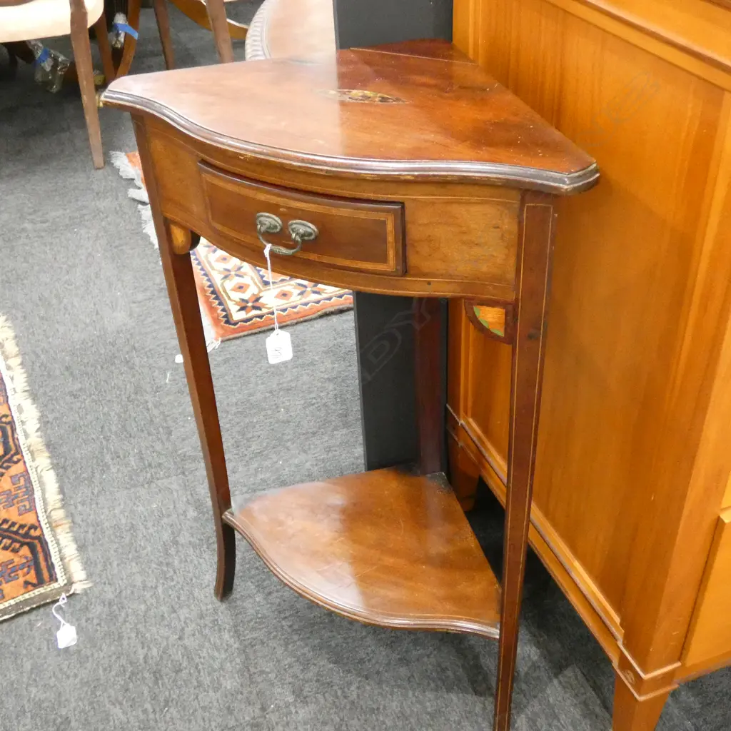SHERATON REVIVAL INLAY CORNER TABLE H. 770MM Image 1++