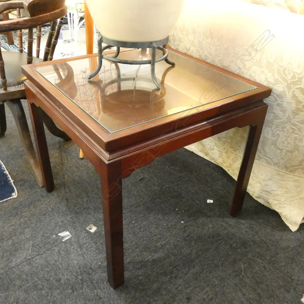 2 WOODEN SIDE   TABLES 610 MM  SQ Image 1++