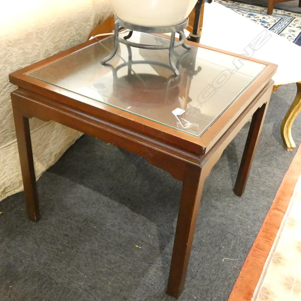 2 WOODEN SIDE   TABLES 610 MM  SQ Image 1++