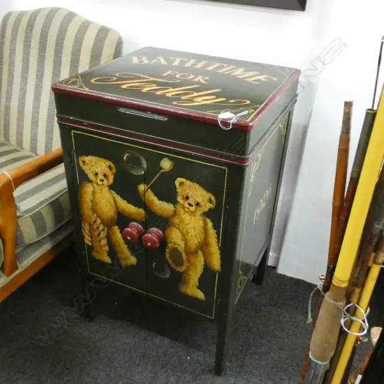 '1926' DECORATIVELY PAINTED BLACKBOARD CUPBOARD