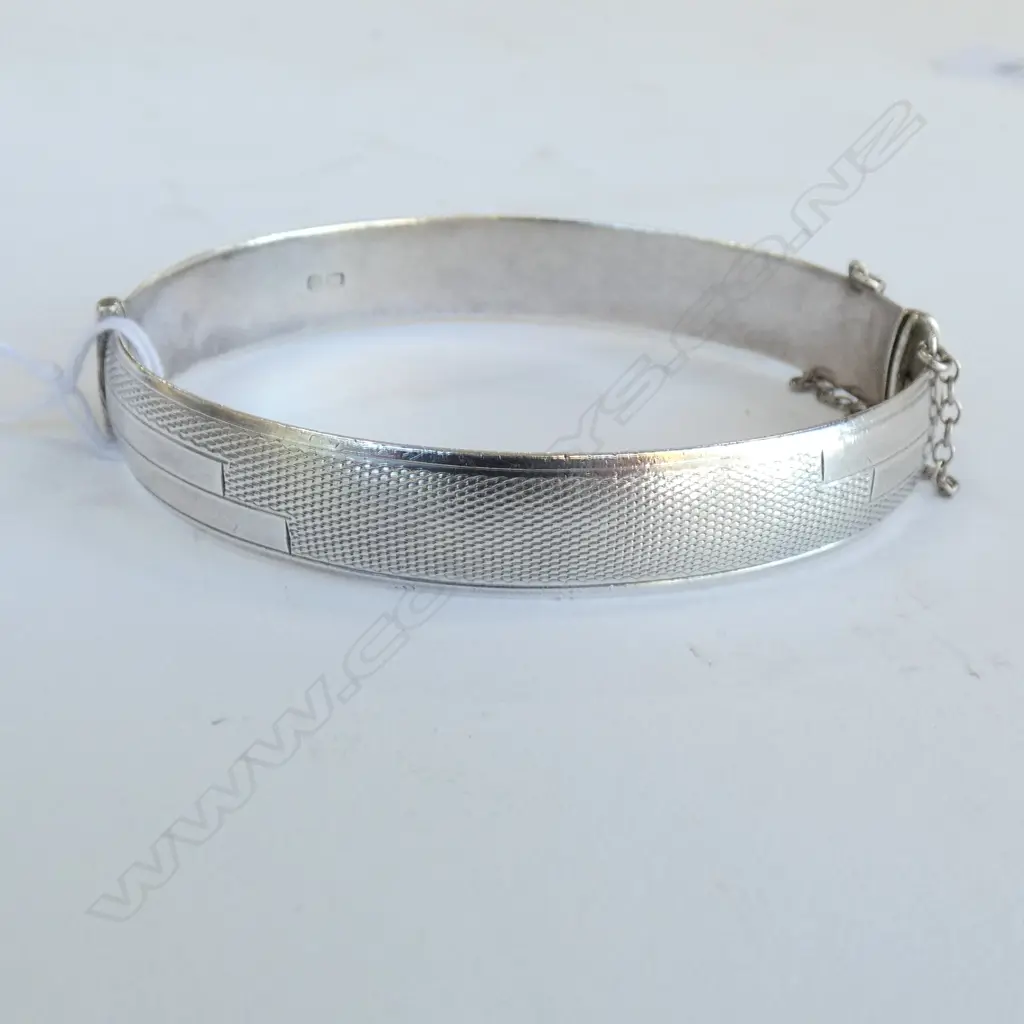 DECO SILVER HINGED BANGLE BIRMINGHAM 1938 Image 1++