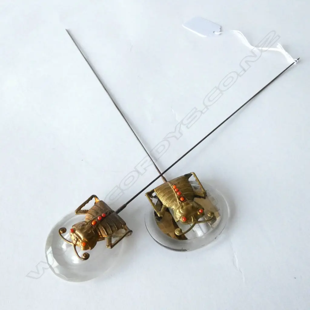 PAIR OF ART DECO BUG HATPINS Image 1++