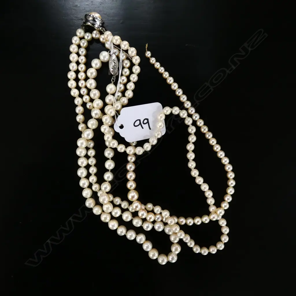 2  STRANDS CULTURED PEARS & ONE STRAND SIMULATED Image 1++