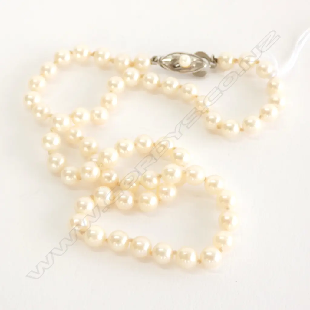 PEARL NECKLACE WITH SILVER CLASP  Image 1++