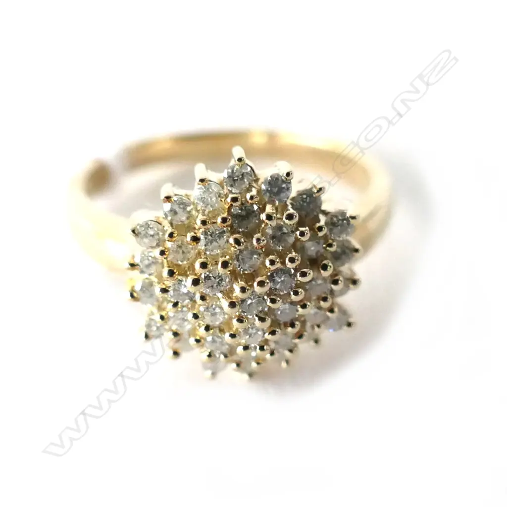 9CT YELLOW GOLD 37 DIA. CLUSTER RING .50TDW Image 1++