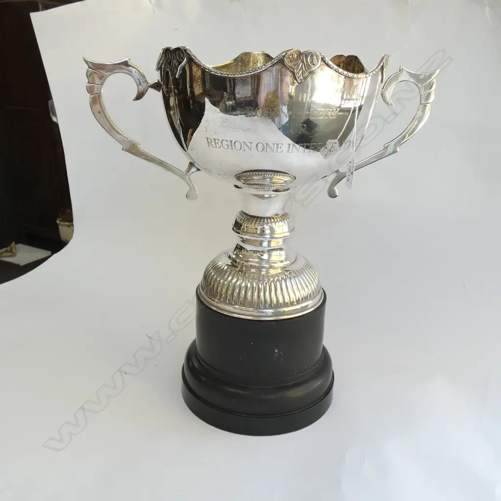 LGE SILVER PLATE TROPHY CUP ON STAND H.420mm Image 1++
