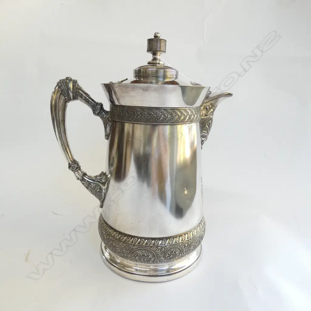 LATE 19THC AMERICAN 'MERIDON' S/PLATE LGE LIDDED JUG... Image 1++
