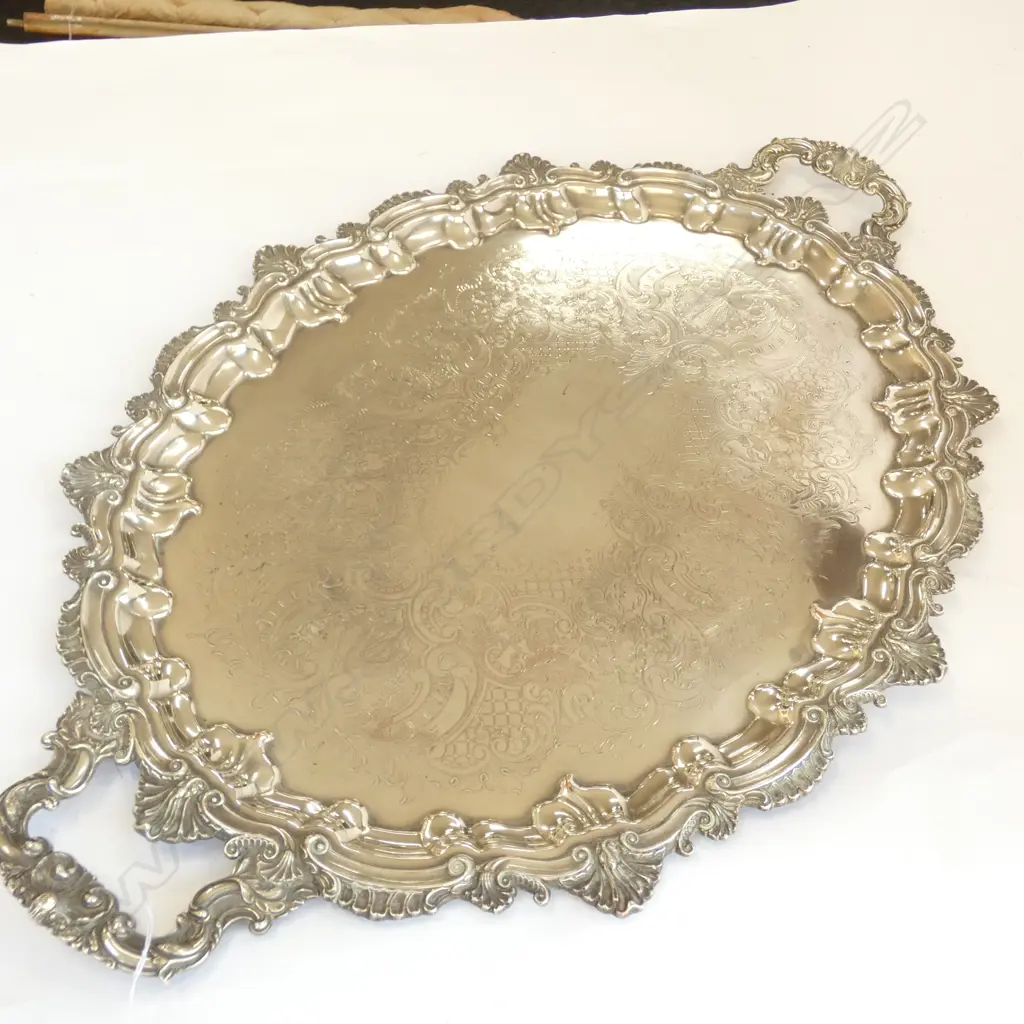 EARLY 20THC SILVER PLATE BANQUET TRAY L.740mm. Image 1++