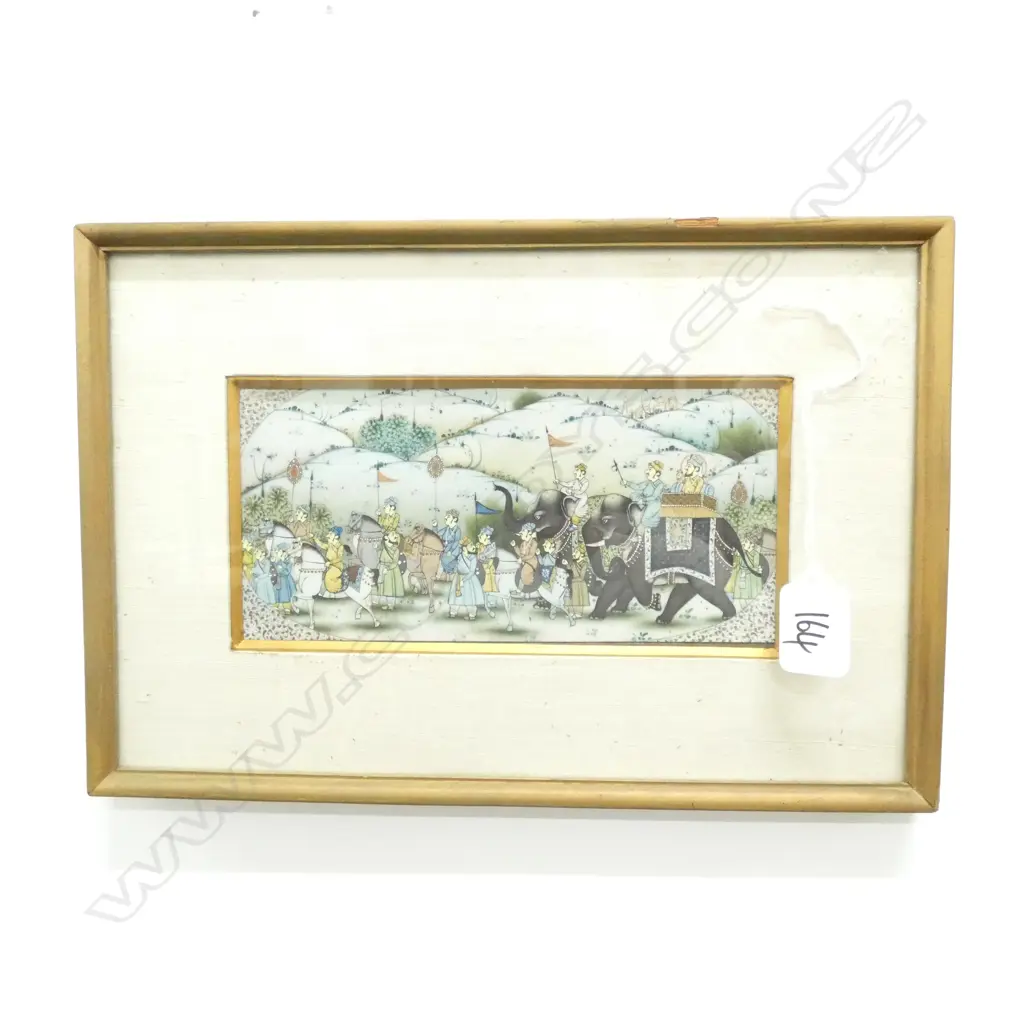 HAND PAINTED IVORY PANEL OF SHAH JAHAN AND ENTOURAGE 100 X 200 MM Image 1++