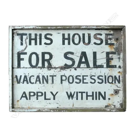 VINTAGE HAND PAINTED OLD SIGN 'THIS HOUSE FOR SALE...'