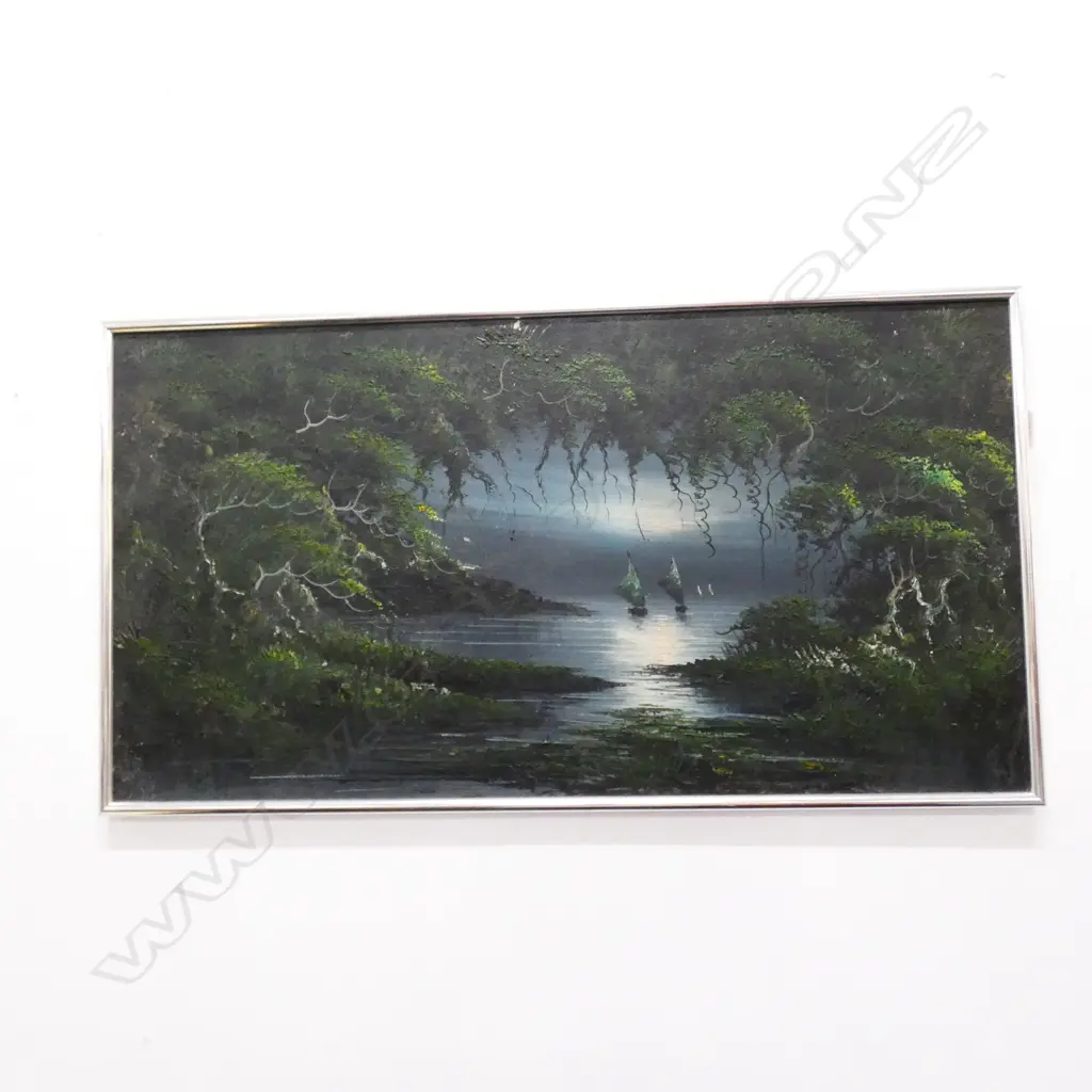 DARK BOAT SCENE THROUGH FORESTRY CHROME FRAME Image 1++