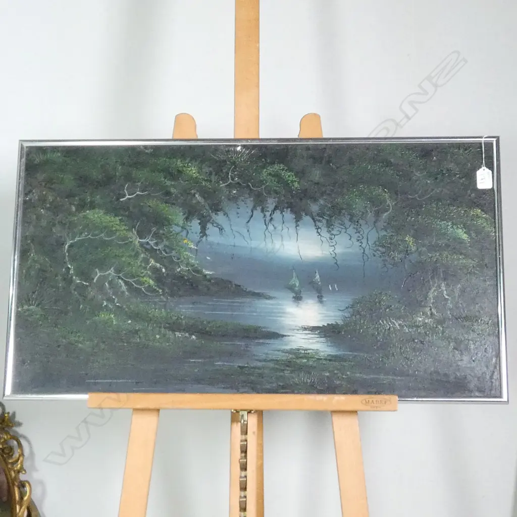 DARK BOAT SCENE THROUGH FORESTRY CHROME FRAME Image 1++