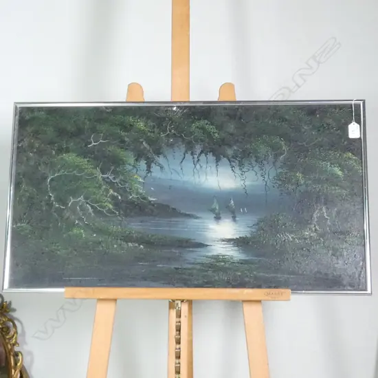 DARK BOAT SCENE THROUGH FORESTRY CHROME FRAME