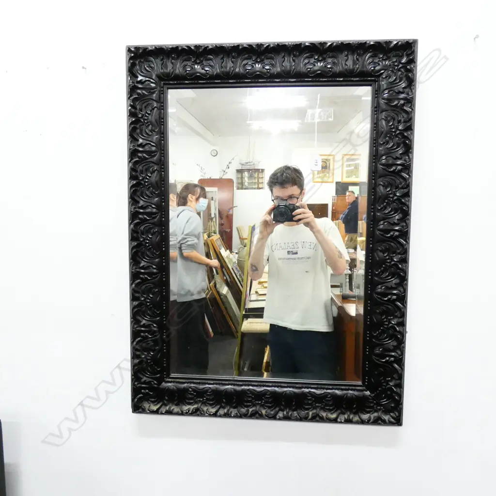 ORNATE BLACK FRAME BEVELLED MIRROR 830 X 615MM Image 1++