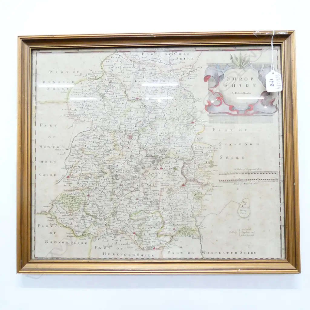 MAP OF SHROPSHIRE BY ROBERT MORDEN 465 X 400MM  Image 1++