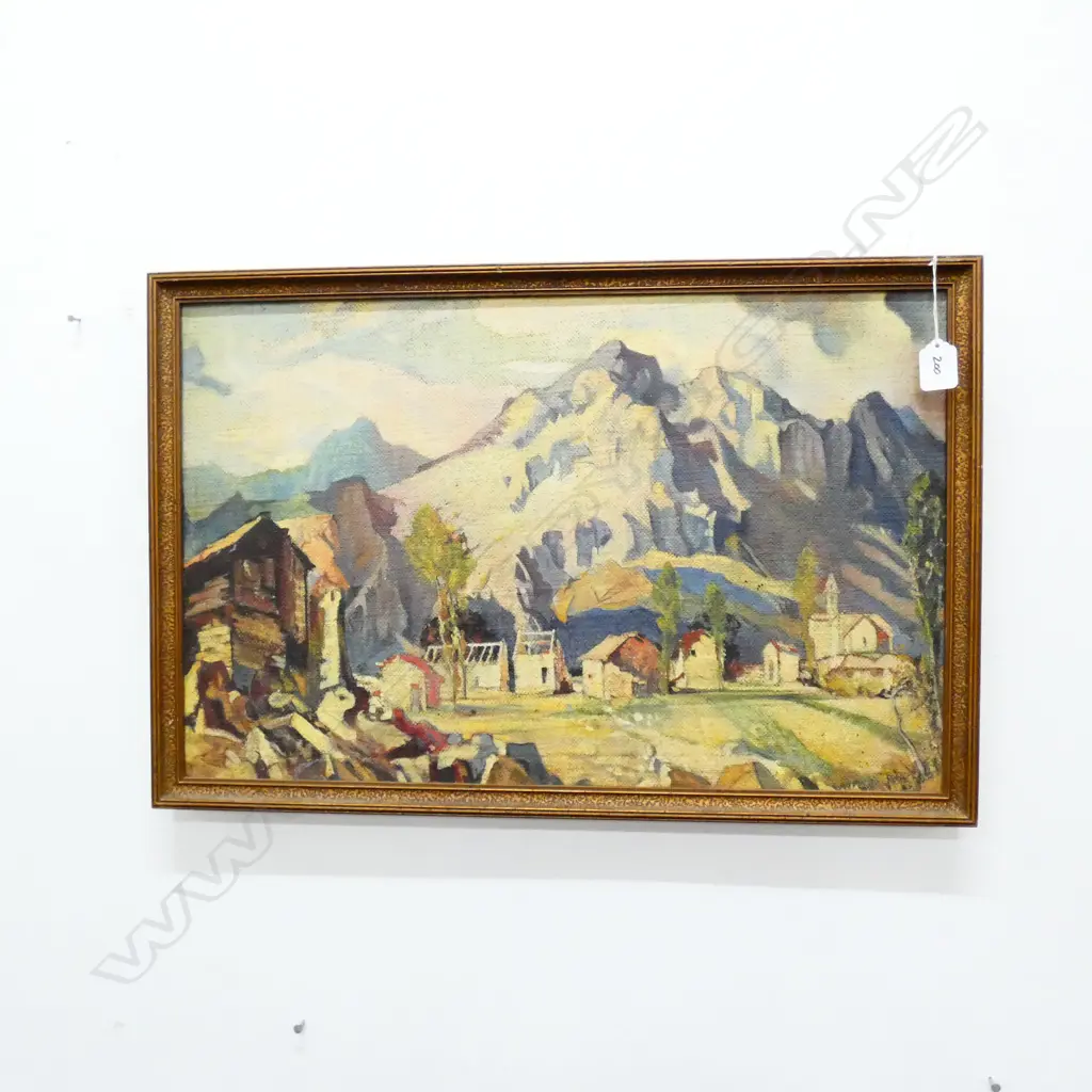 EUROPEAN VILLAGE OIL ON CANVAS 620 X 410MM Image 1++