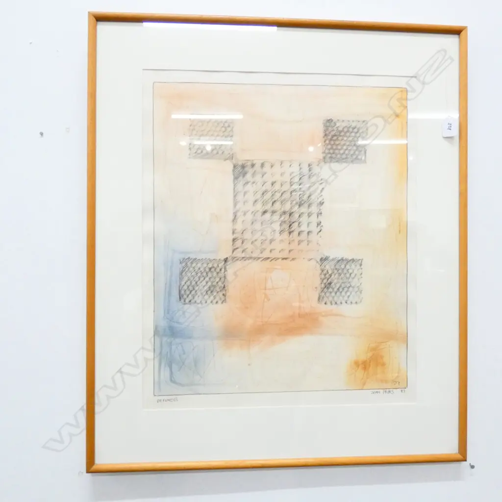 JOHN PAPAS 'DEFENCES' WATERCOLOUR SGD & DATED 87 H. 755 W. 645MM Image 1++