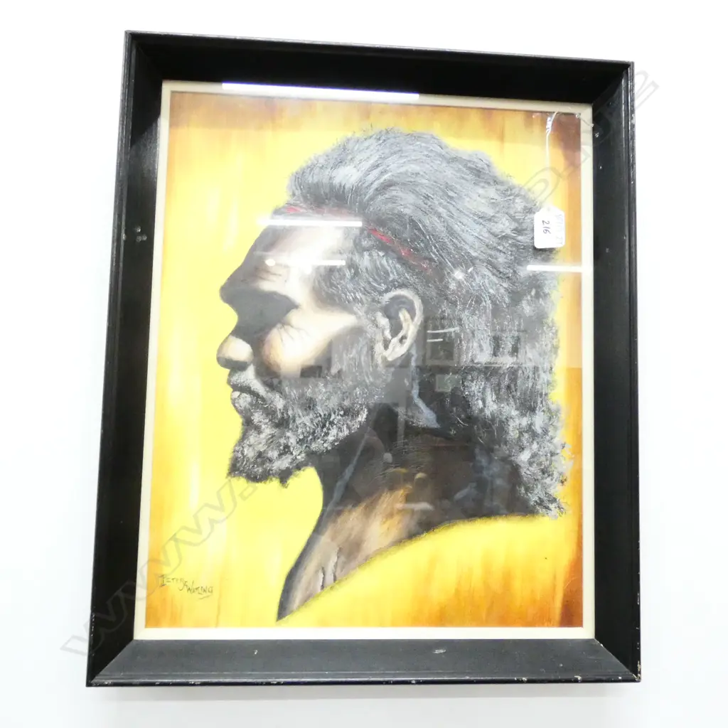 PETER J WATLING OIL OF AN ABORIGINAL MAN H 485 Image 1++