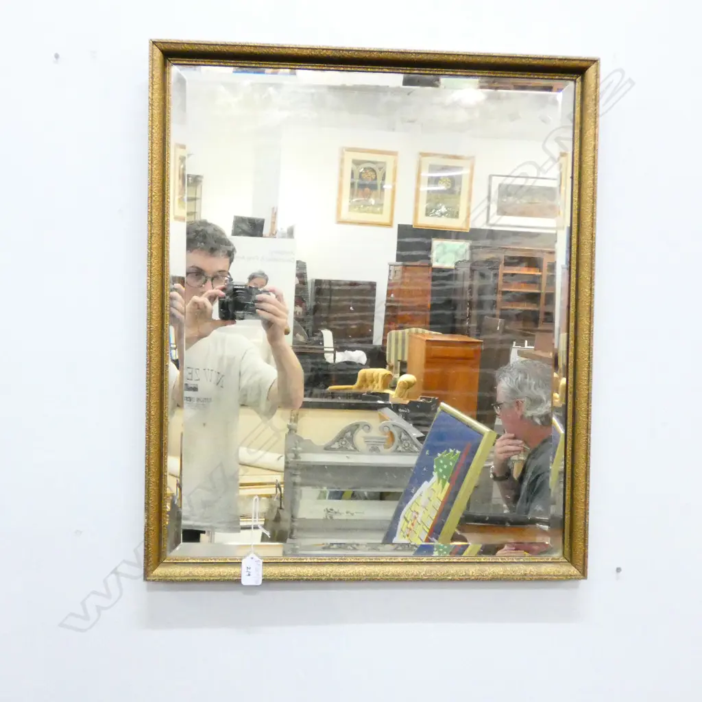 GILT FRAMED BEVELLED GLASS MIRROR 645 X 545MM Image 1++