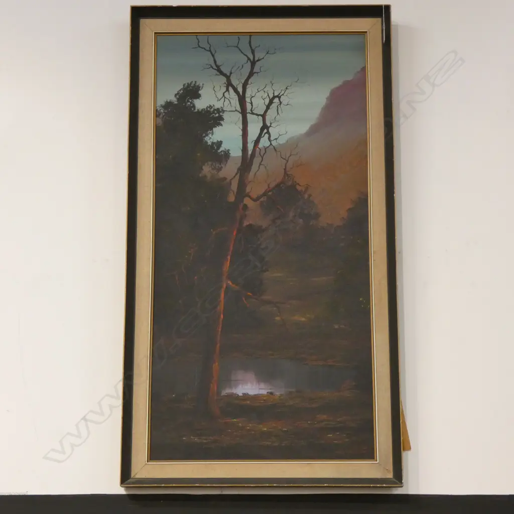 LOUIS O. STATHAM LARGE OIL ON BOARD OF A TREE 1120 X 610MM Image 1++