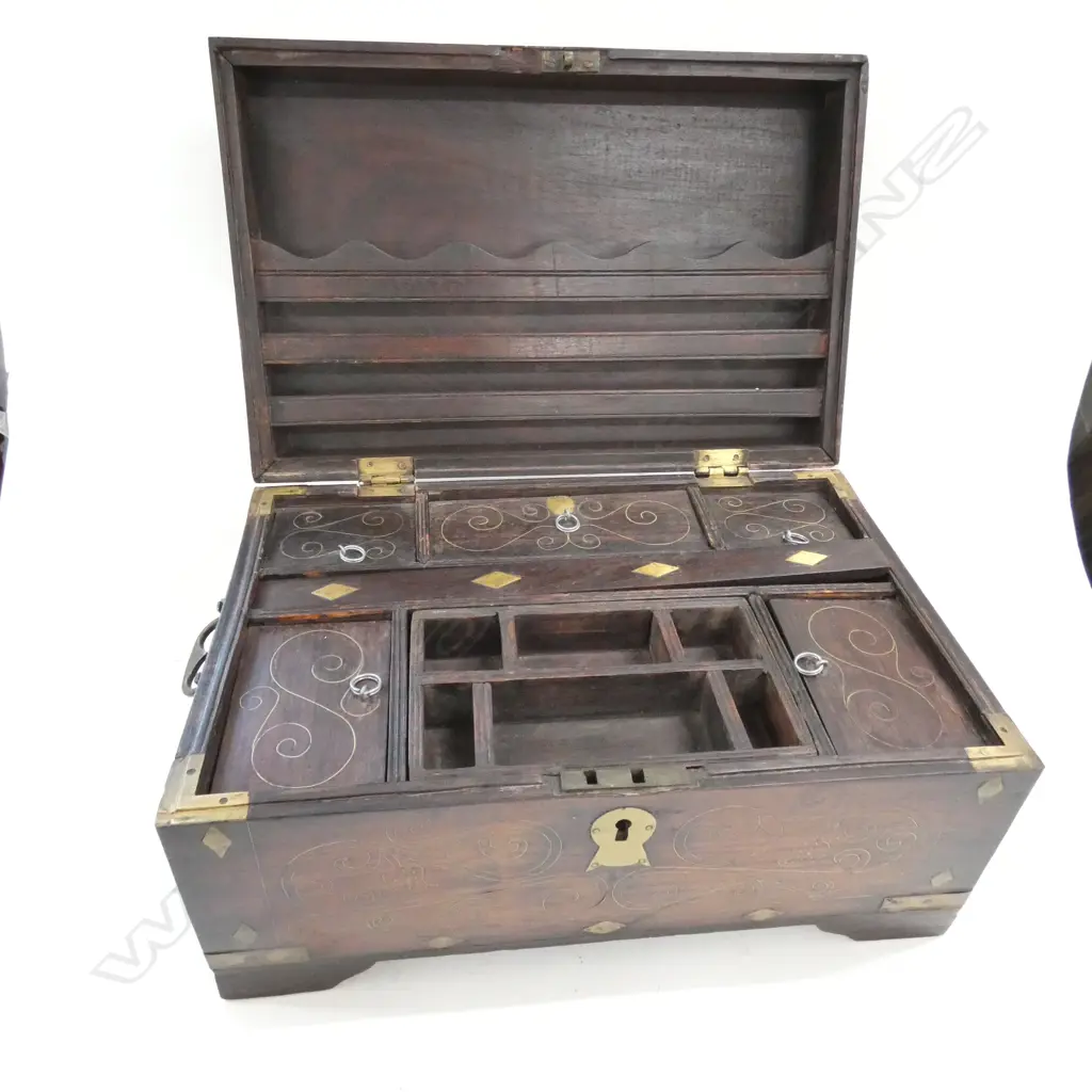 ANTIQUE ANGLO-INDIAN ROSEWOOD WRITING BOX... Image 1++