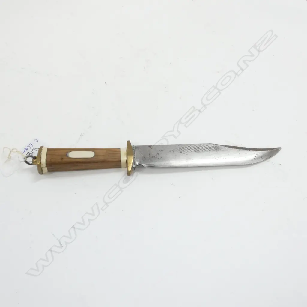 BOWIE KNIFE WOOD BRASS & IVORY? HANDLE L.300mm Image 1++