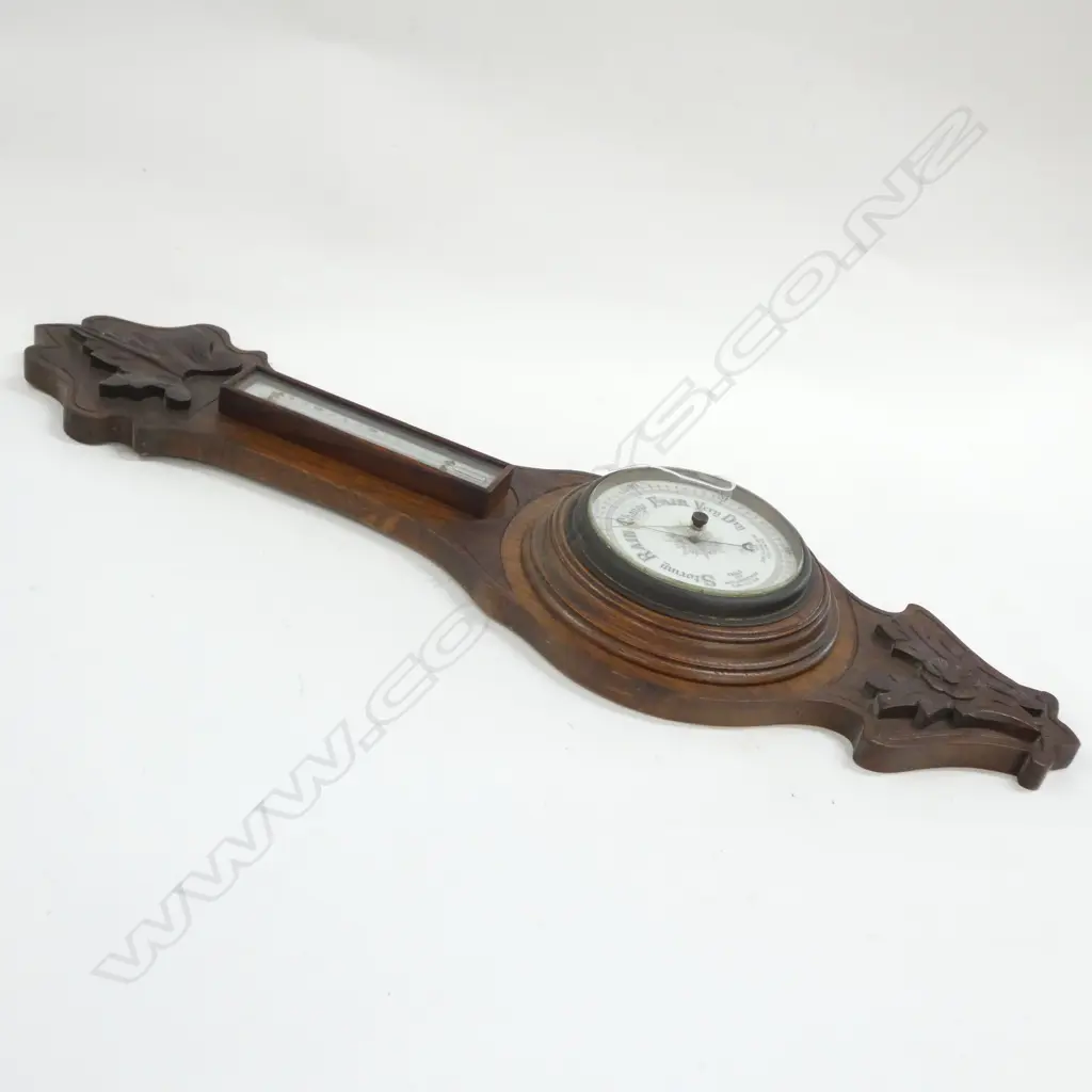 (19159)1920'S OAK CARVED BANJO BAROMETER H.675mm Image 1++