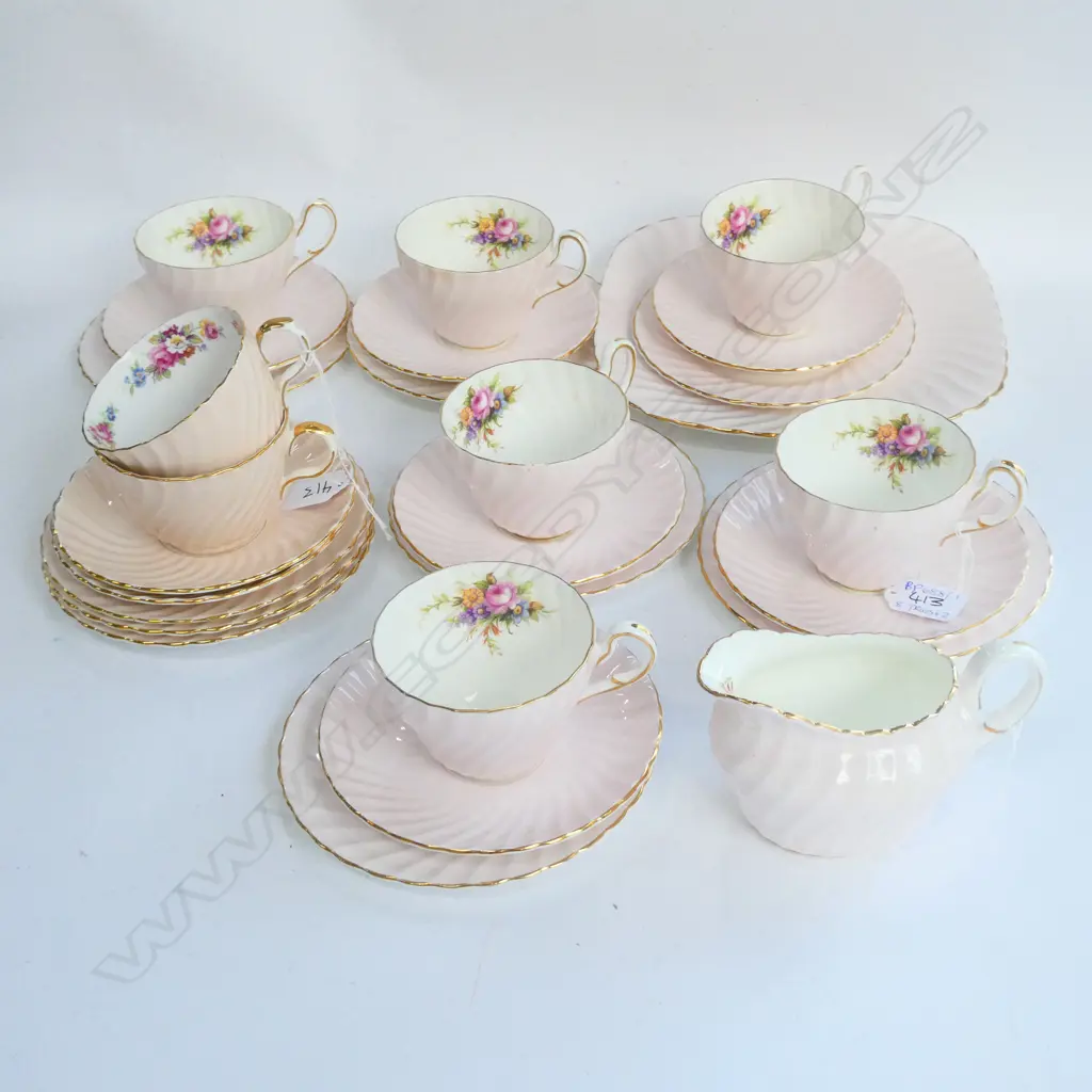 6 FOLEY TRIOS, PLATE & MILK + 2 AYNSLEY TRIOS Image 1++
