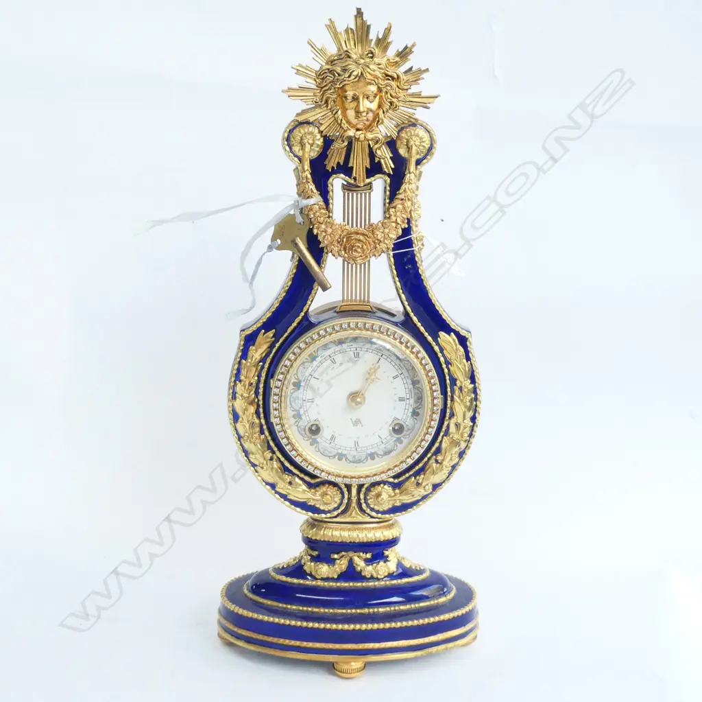 VICTORIA & ALBERT MUSEUM COPY PORCELAIN AND BRASS MARIE ANTOINETTE CLOCK Image 1++