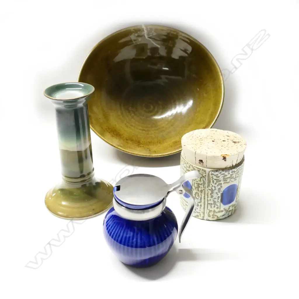 4 POTTERY PIECES & BAYREUTH CANDLESTICK Image 1++