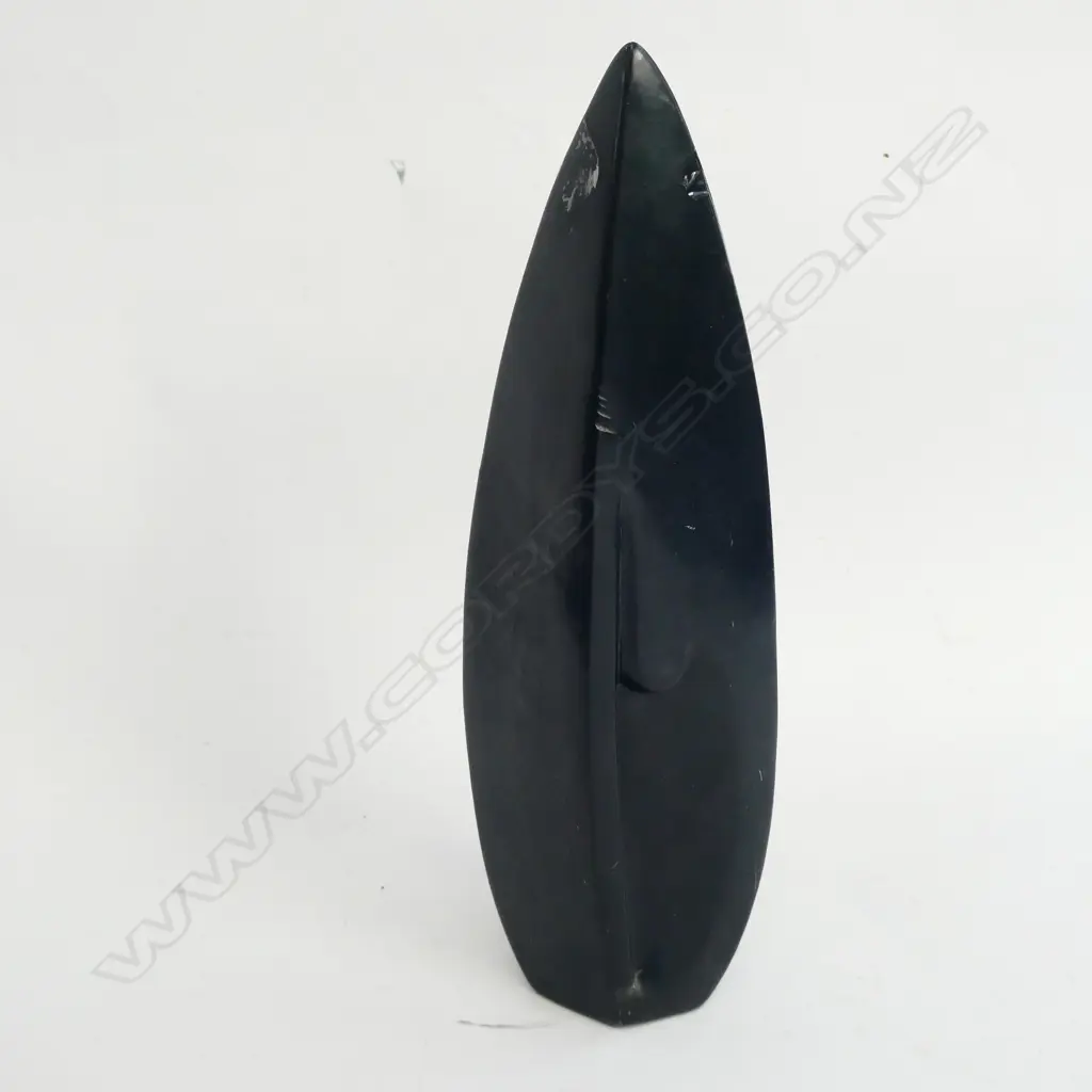 CARVED BLACK STONE ORNAMENT SIGNED PHINEAS Image 1++