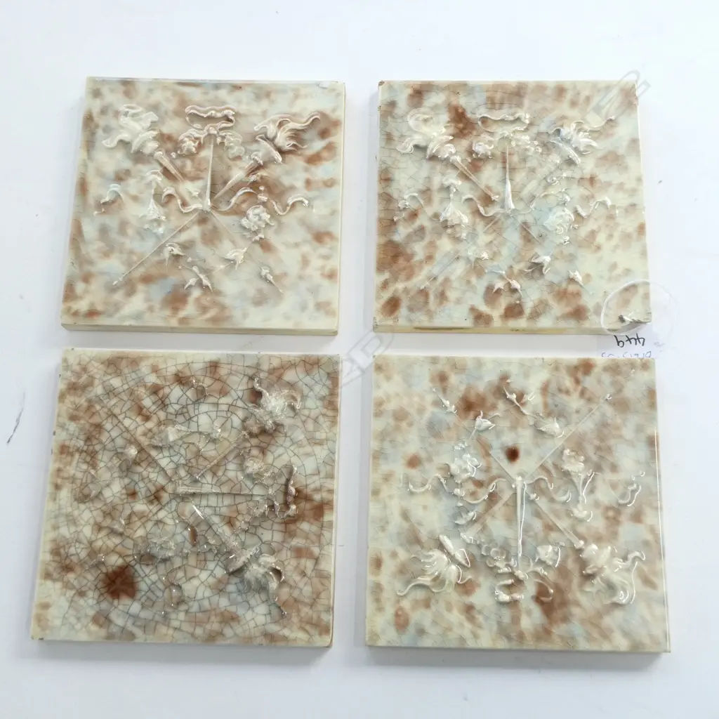 4 19THC MAJOLICA TILES 152 MM SQ Image 1++