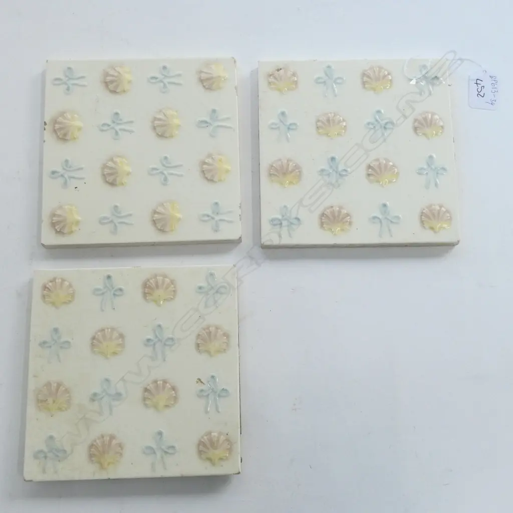 3 19THC MAJOLICA TILES 152 MM SQ Image 1++