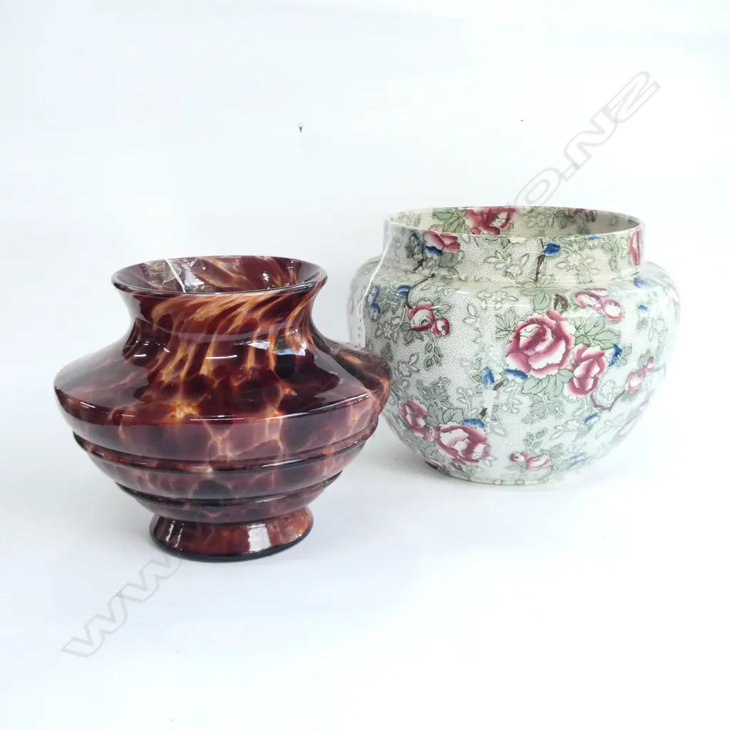 ART GLASS VASE & LEIGHTON BOWL H. 185MM Image 1++