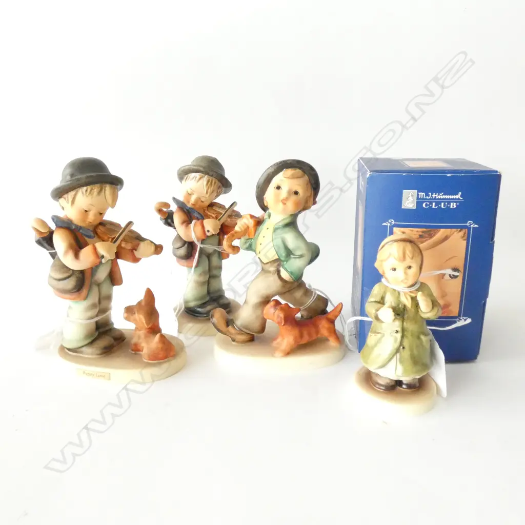 4 X HUMMELS--KEEPING TIME--2183----PUPPY LOVE #1, STROLLING ALONG--#5----LITTLE FIDDLER--#4 Image 1++
