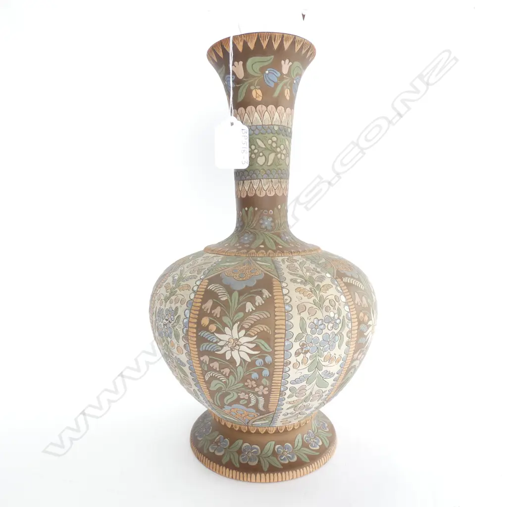 FRENCH 1880s PAINTED THOUNE TERRACOTTA VASE Image 1++