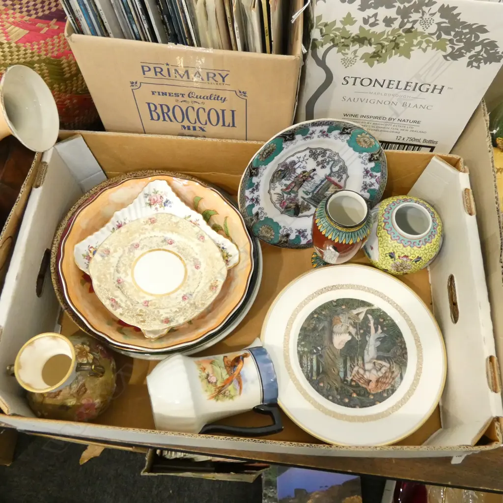 BOX LOT ASST CHINA INCL. R/DOULTON PLATES ETC Image 1++