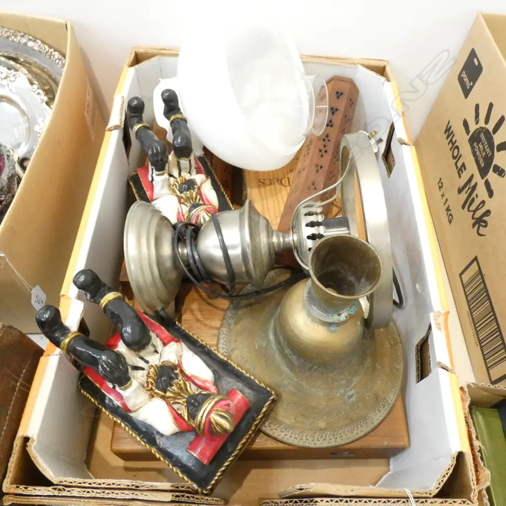 LOT ASST BOXES/BRASS/LAMP ETC Image 1++