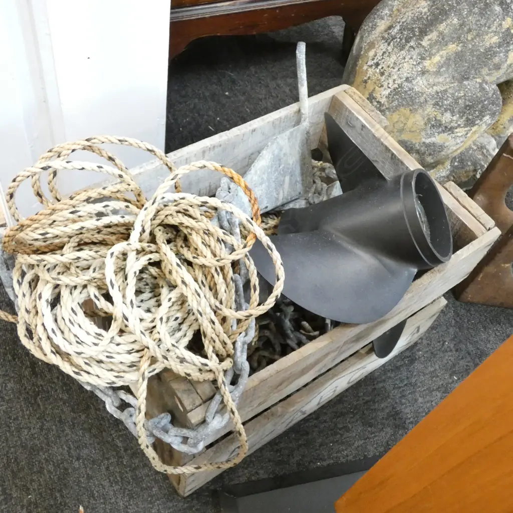 BOX LOT BOAT ANCHOR, PROPELLER ETC Image 1++
