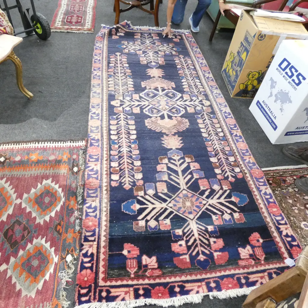 HAMMADAN WOOL PILE BLUE RUG 2950 X 1200MM Image 1++