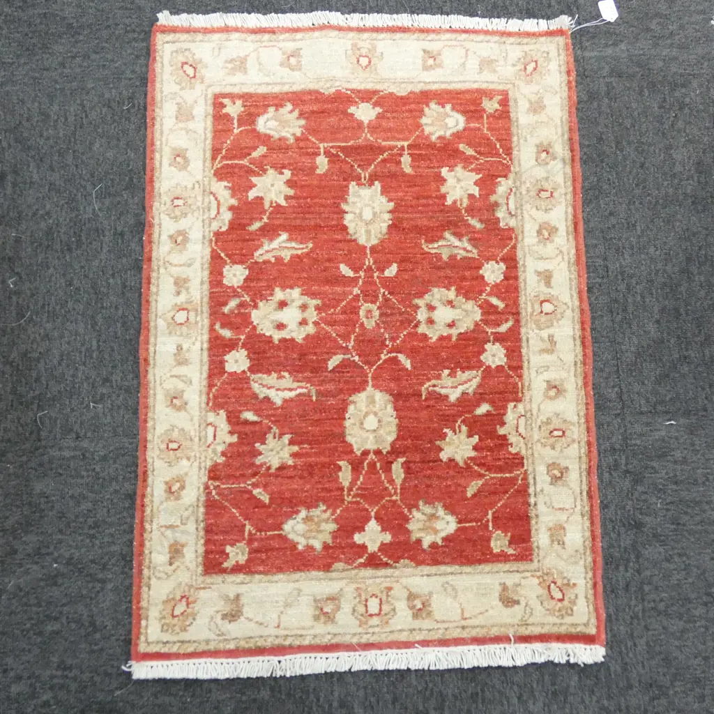 HAND KNOTTED ALL WOOL CHOBI RUG 870 X 610MM Image 1++