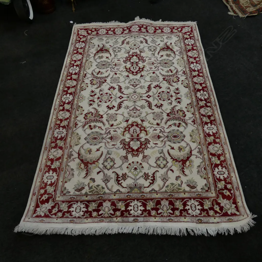 AFGHAN H/KNOTTED CHOBI RUG CARAMEL & DARK BRICK RED Image 1++