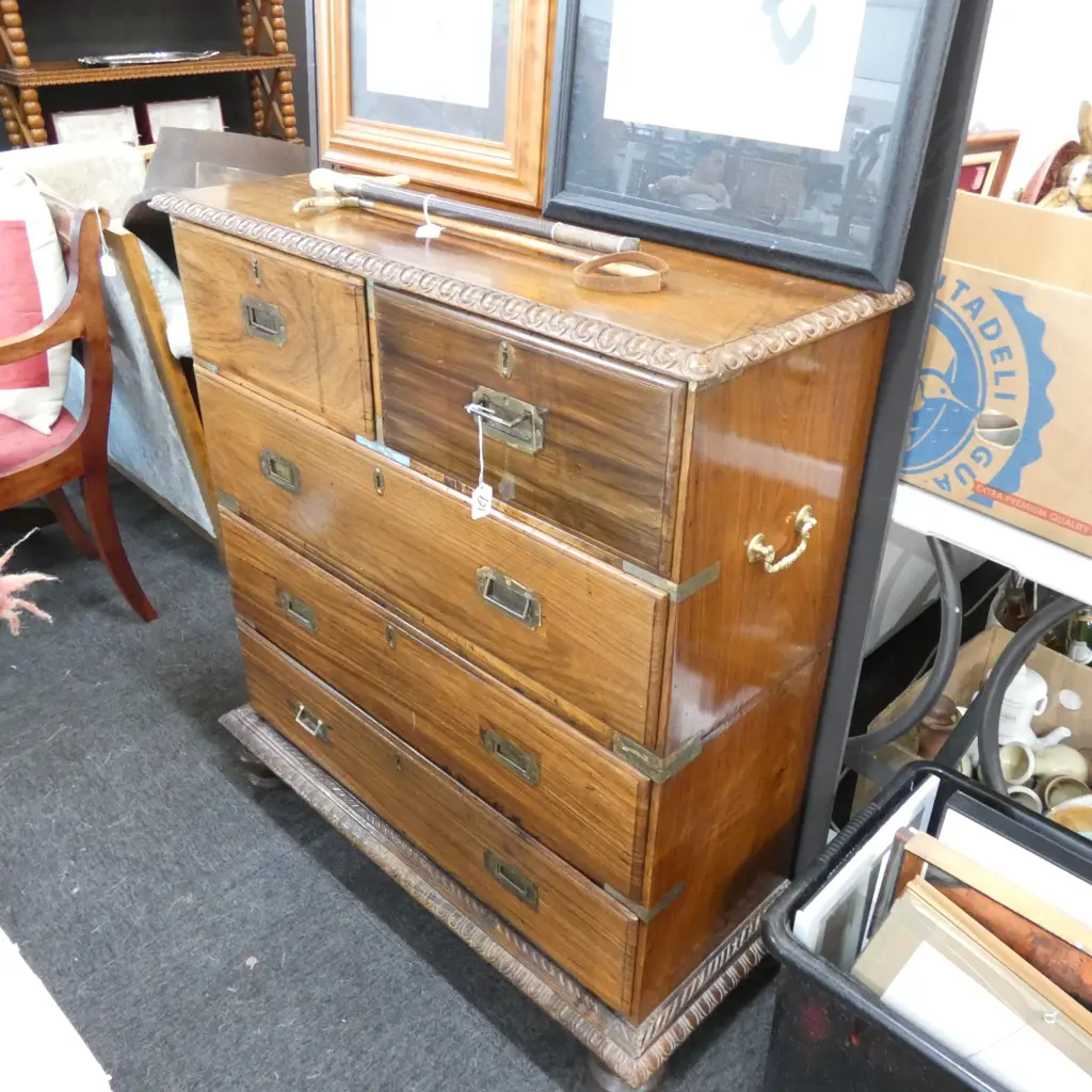 ANGLO-INDIAN ROSEWOOD MILITARY CHEST H 950 MM Image 1++