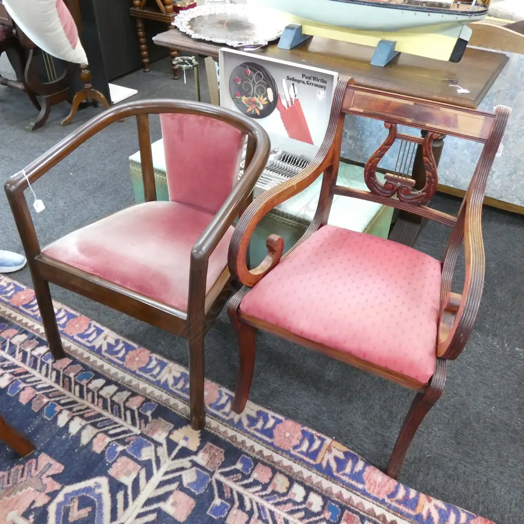 REGENCY CARVER WITH FAULTS + TUB CHAIR Image 1++